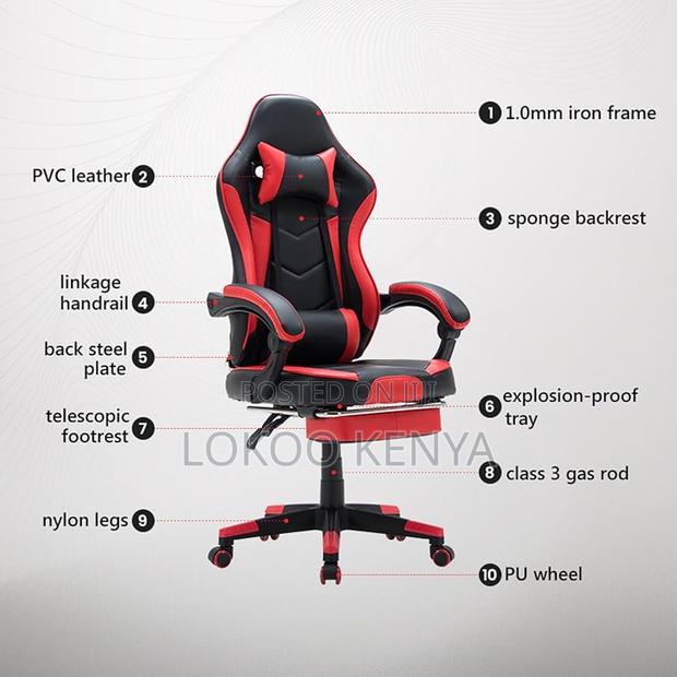 Office Chair; Comfortable Leather Reclining Computer Office Chair - thumbnail 2