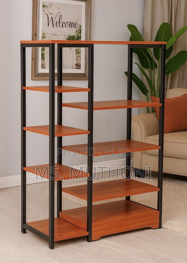 Wood and Metal Open-Shelving Storage Rack - main view