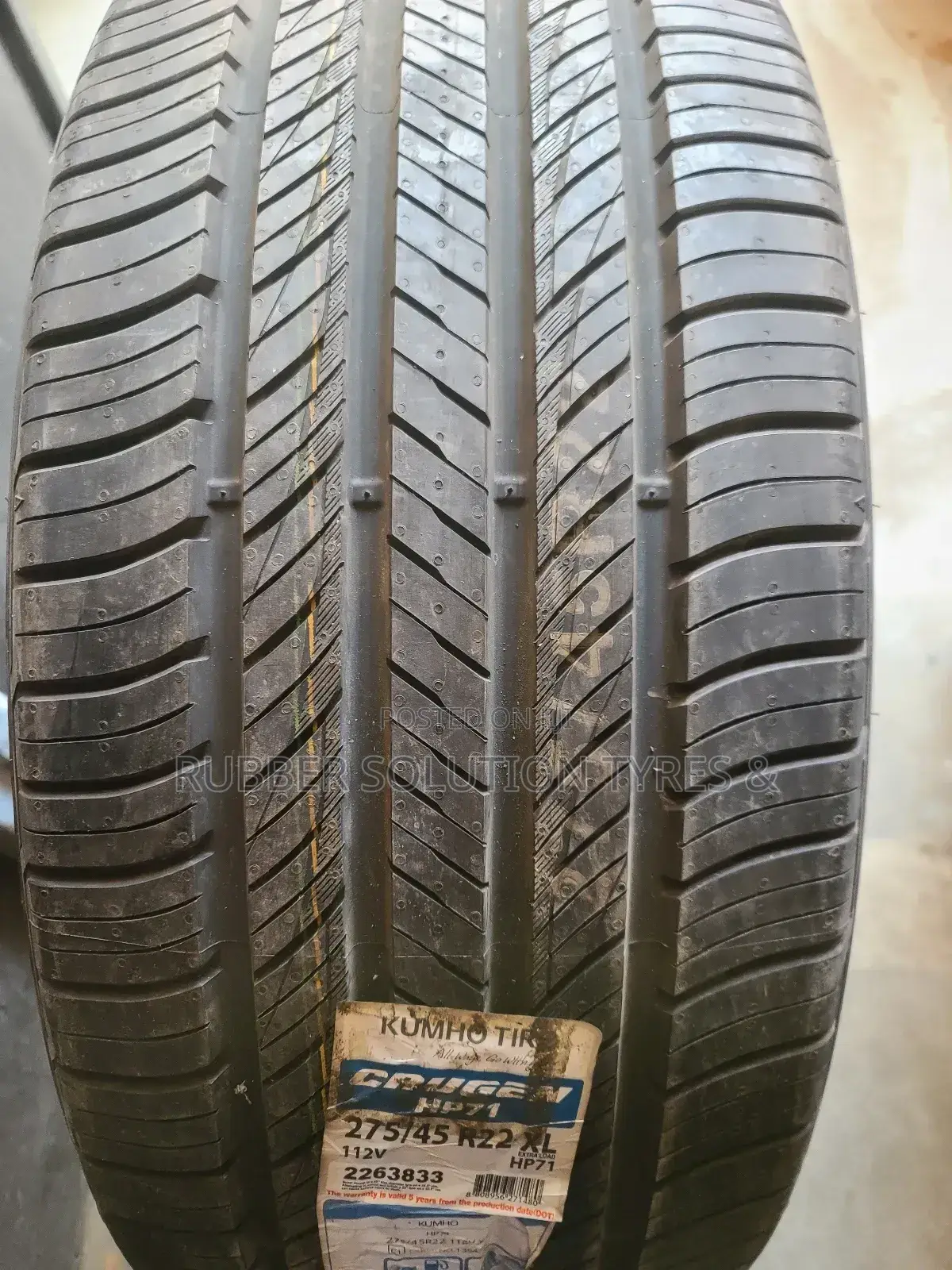 275 /45 R22 Kumho Tyres 112t X/L Crugen Hp71 Made in Korea