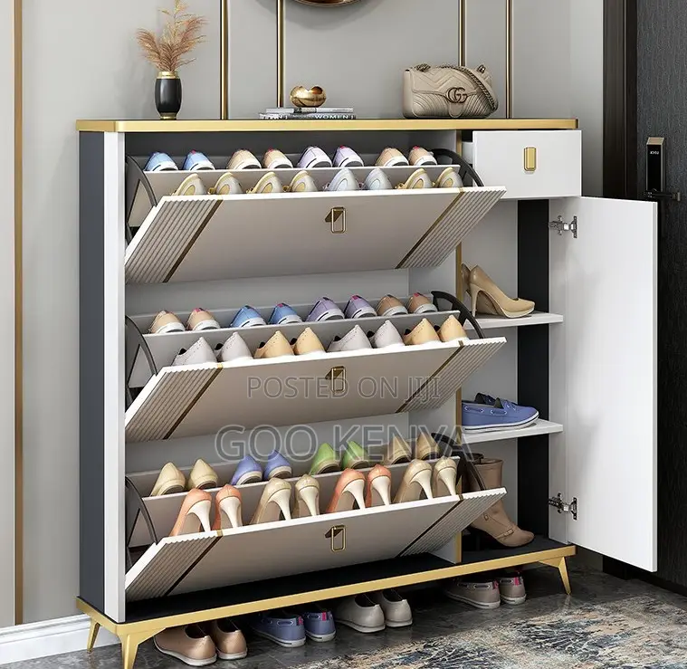 Home Shoe Rack; Home Entryway Shoe Storage With Flipping Doors