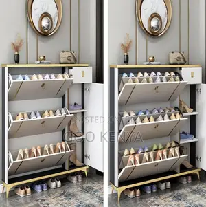 Home Shoe Rack; Home Entryway Shoe Storage With Flipping Doors