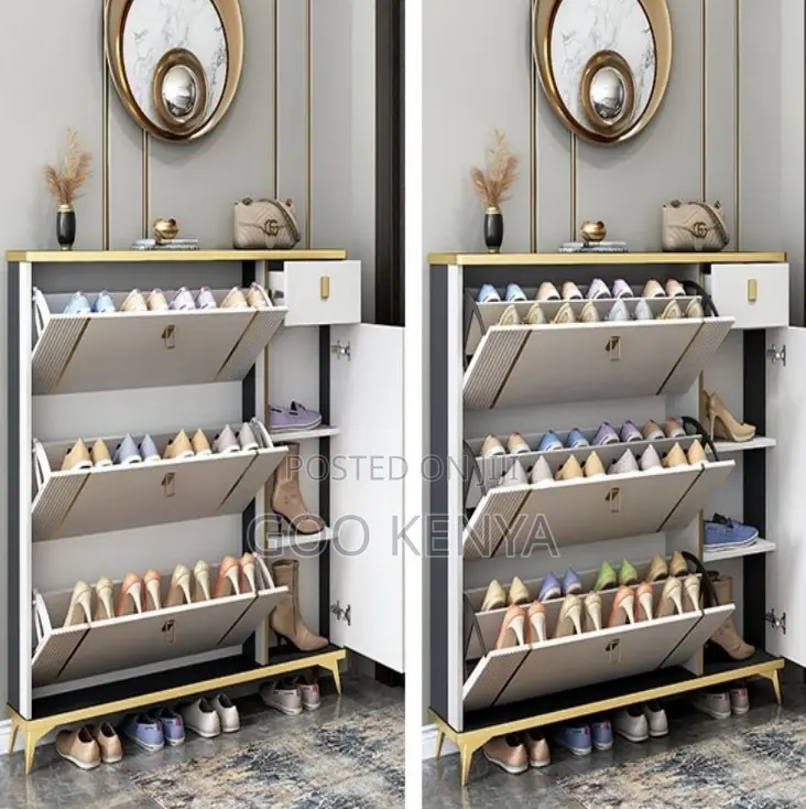 Home Shoe Rack; Home Entryway Shoe Storage With Flipping Doors