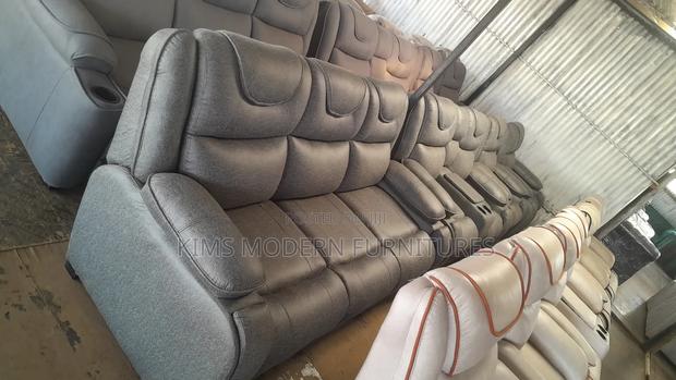 5 Seater Semi Recliner Sofa Gray - main view