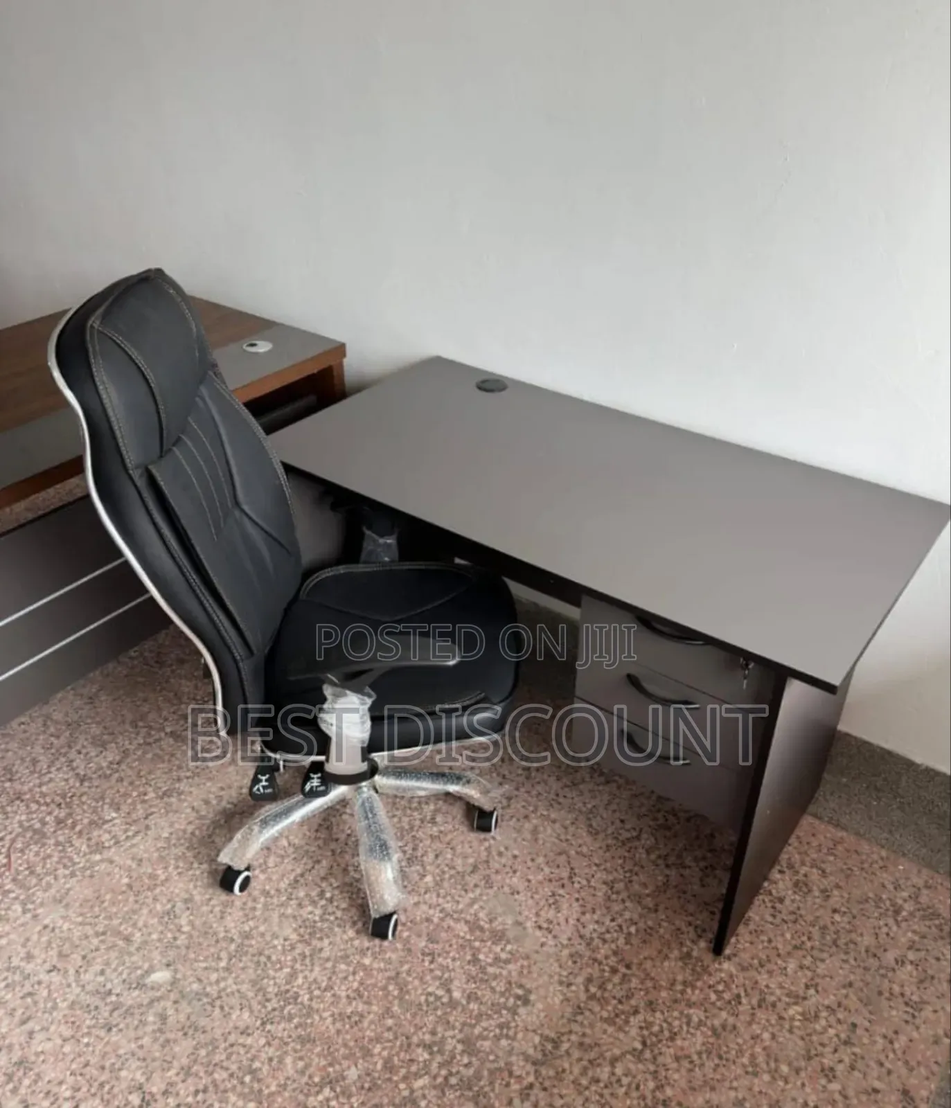 Gray Office Desk and Chair.