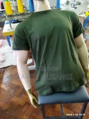 Plain Army Green Cotton Unisex T-Shirt . - thumbnail 2