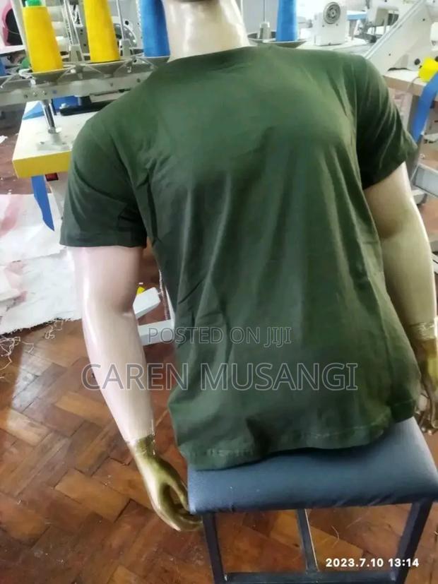 Plain Army Green Cotton Unisex T-Shirt . - main view