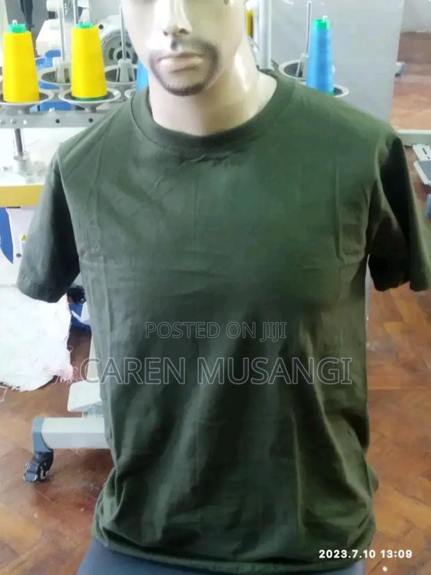 Plain Army Green Cotton Unisex T-Shirt . - thumbnail 3