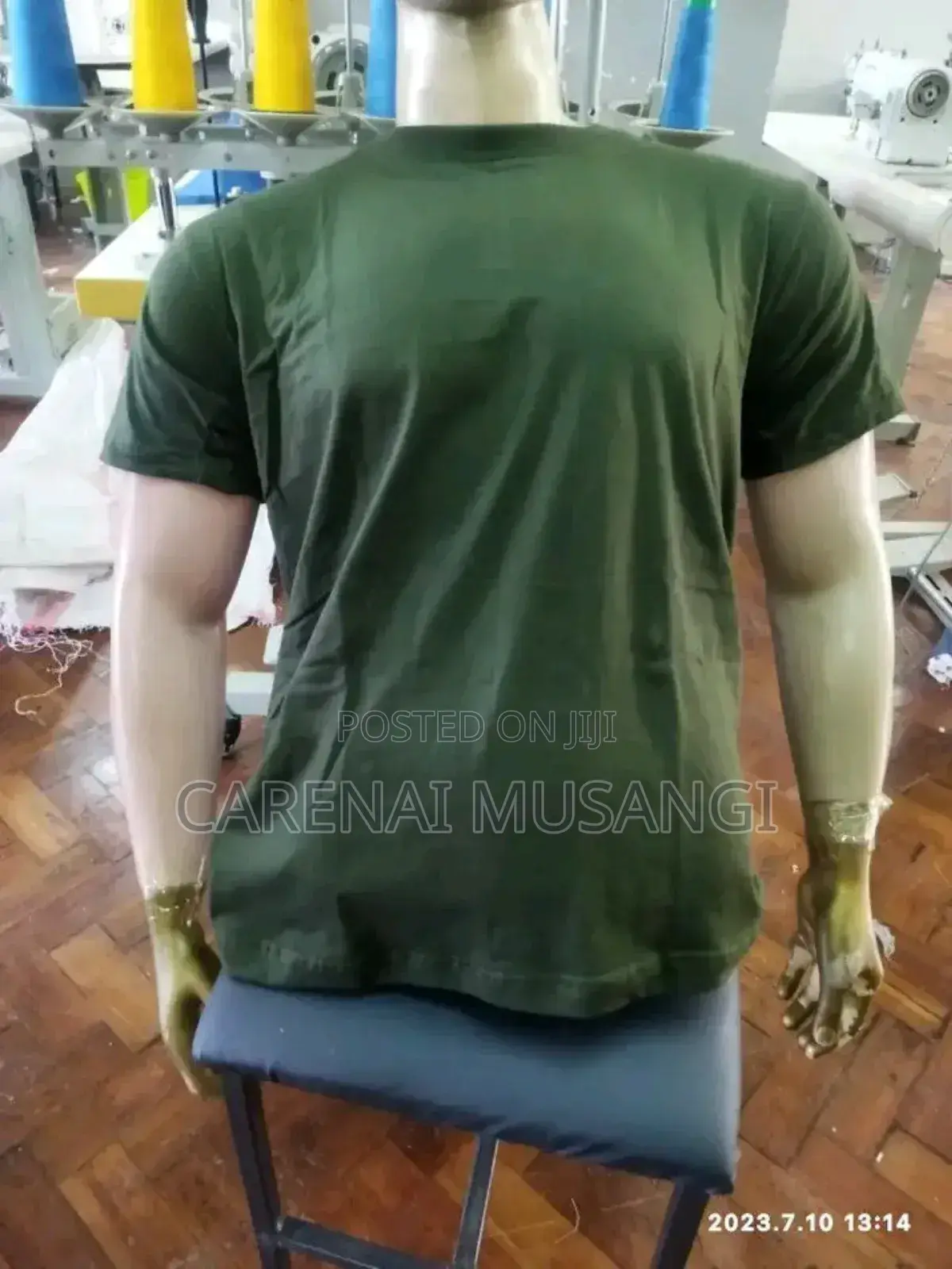 Plain Army Green Cotton Unisex T-Shirt .