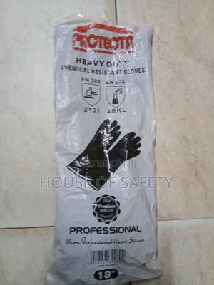 Heavy Durable Black Rubber Safety Gloves - thumbnail 2
