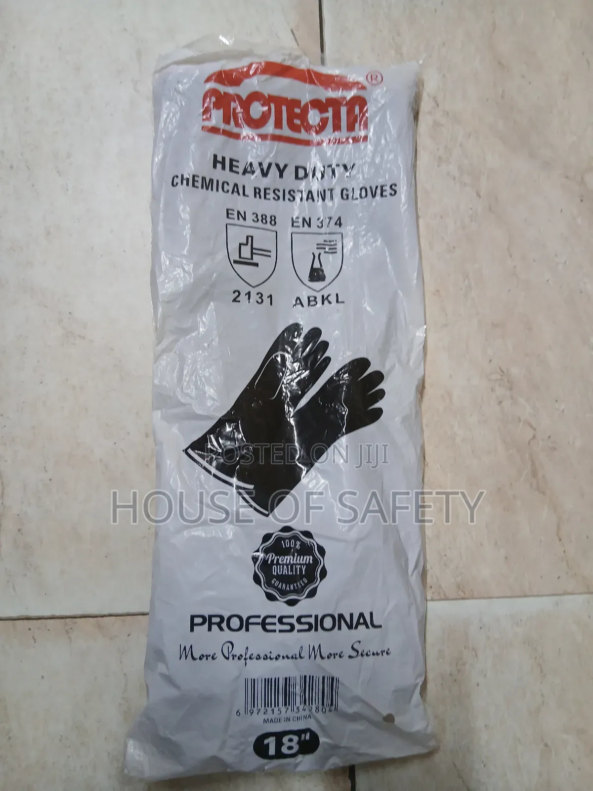 Heavy Durable Black Rubber Safety Gloves