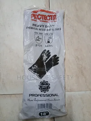 Heavy Durable Black Rubber Safety Gloves