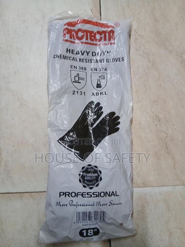 Heavy Durable Black Rubber Safety Gloves - thumbnail 2