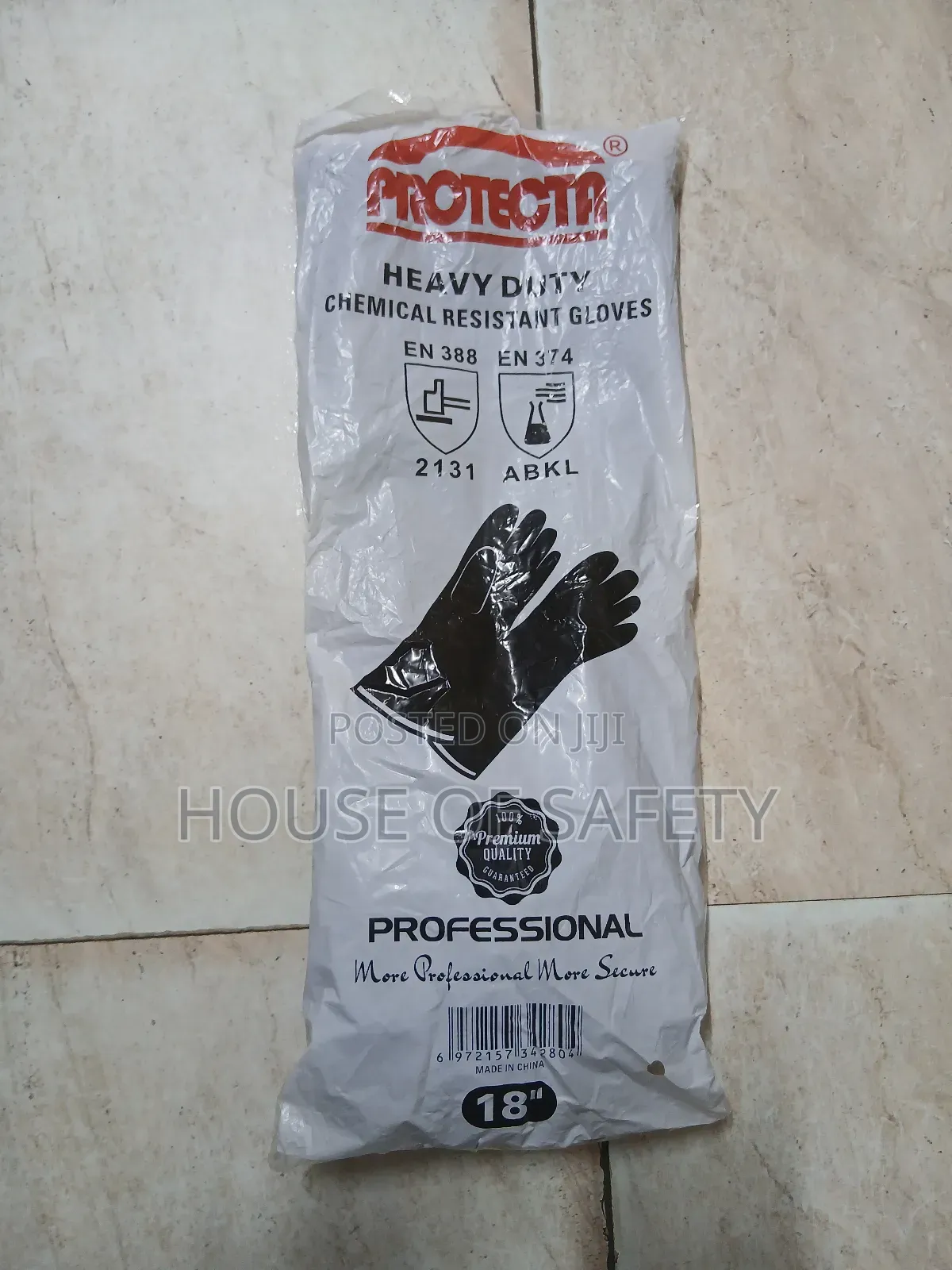 Heavy Durable Black Rubber Safety Gloves