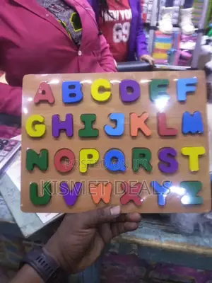 Wooden Alphabet Abc Puzzle Sorting Board Blocks Montessori Game