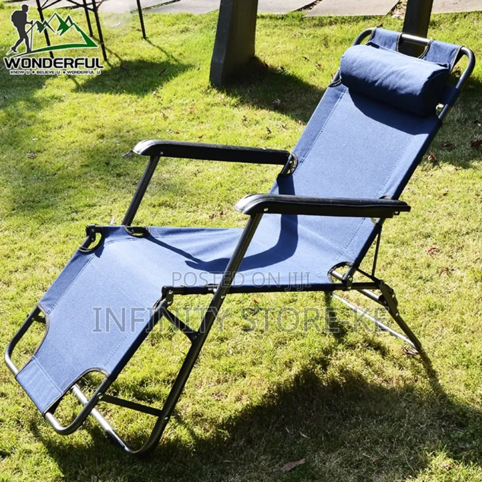 Reclining Camping Chair Adjustable Folding Camping Lounge Deck Chair
