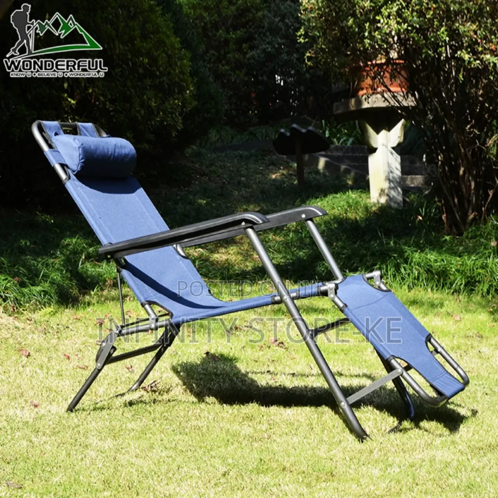 Reclining Camping Chair Adjustable Folding Camping Lounge Deck Chair