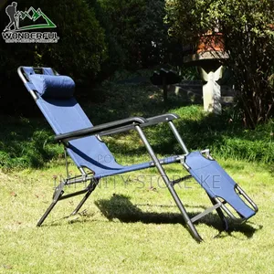 Reclining Camping Chair Adjustable Folding Camping Lounge Deck Chair