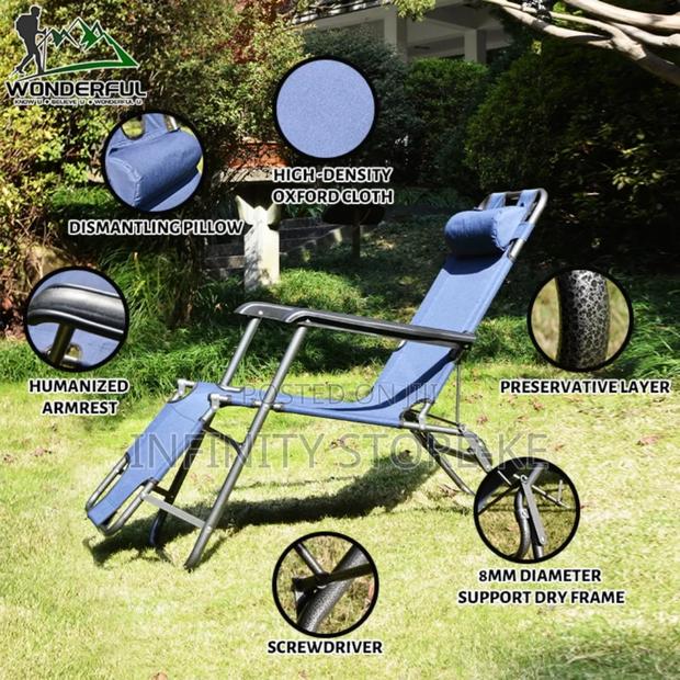 Reclining Camping Chair Adjustable Folding Camping Lounge Deck Chair - thumbnail 4