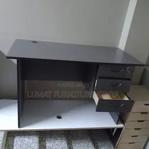 Dark Gray Office Desk With Drawers