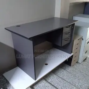 Dark Gray Office Desk With Drawers