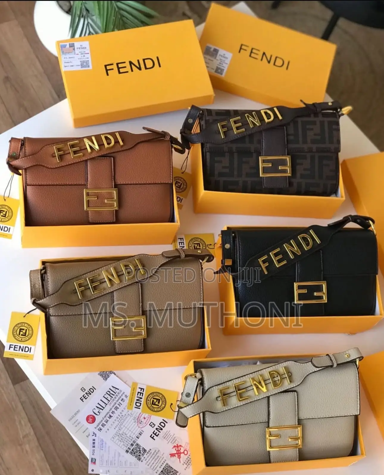 Fendi Medium Baguette Bag With Gold Hardware.