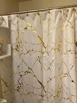 White Marble Bathroom Curtains