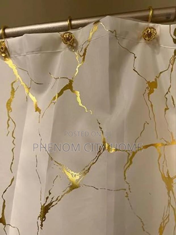 White Marble Bathroom Curtains - thumbnail 3