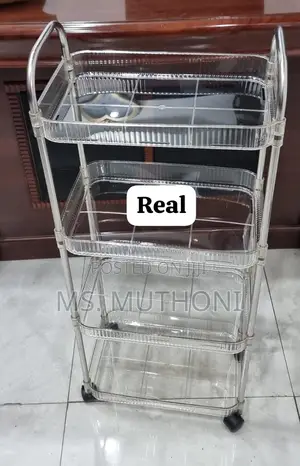 Four Tier Acrylic Rolling Utility Cart / Mobile Trolley Storage Rack
