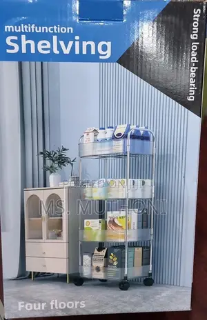 Four Tier Acrylic Rolling Utility Cart / Mobile Trolley Storage Rack