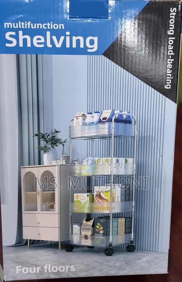 Four Tier Acrylic Rolling Utility Cart / Mobile Trolley Storage Rack - thumbnail 3