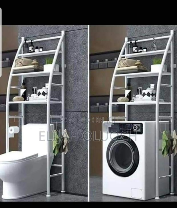 Curved Sailboat Metallic Toilet/Washing Machine Rack - main view