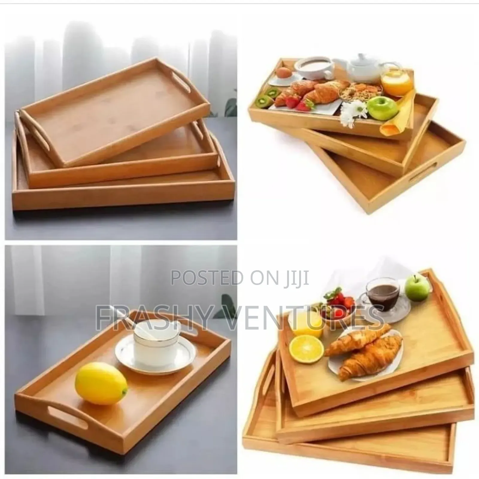 3 Pc's Bamboo Serving Trays Different Sizes