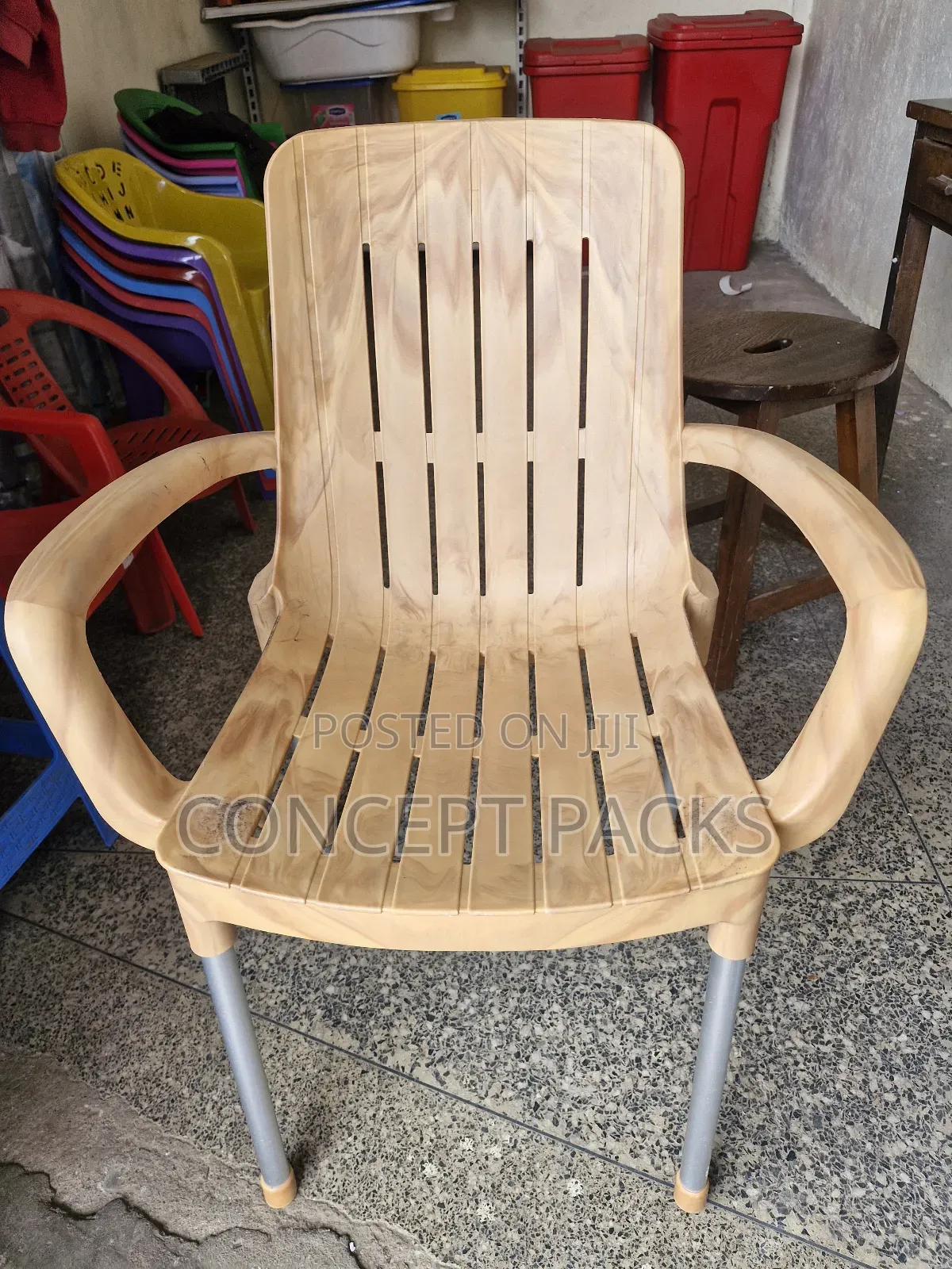 Brown Modern Metal Tubing Arm Chair.