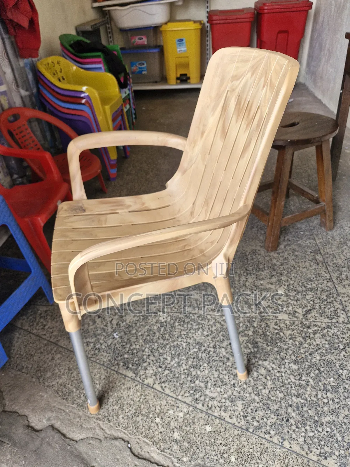 Brown Modern Metal Tubing Arm Chair.