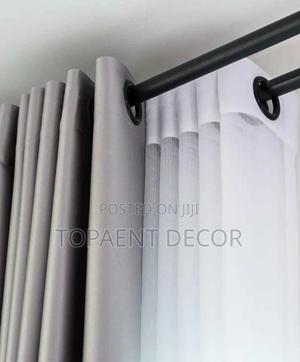 Blackout Grey Window Curtains And Heavy White Sheers
