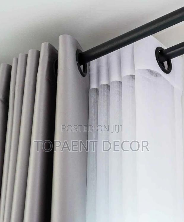 Blackout Grey Window Curtains And Heavy White Sheers