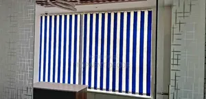 Light Control And Privacy White And Blue Vertical Office Blinds