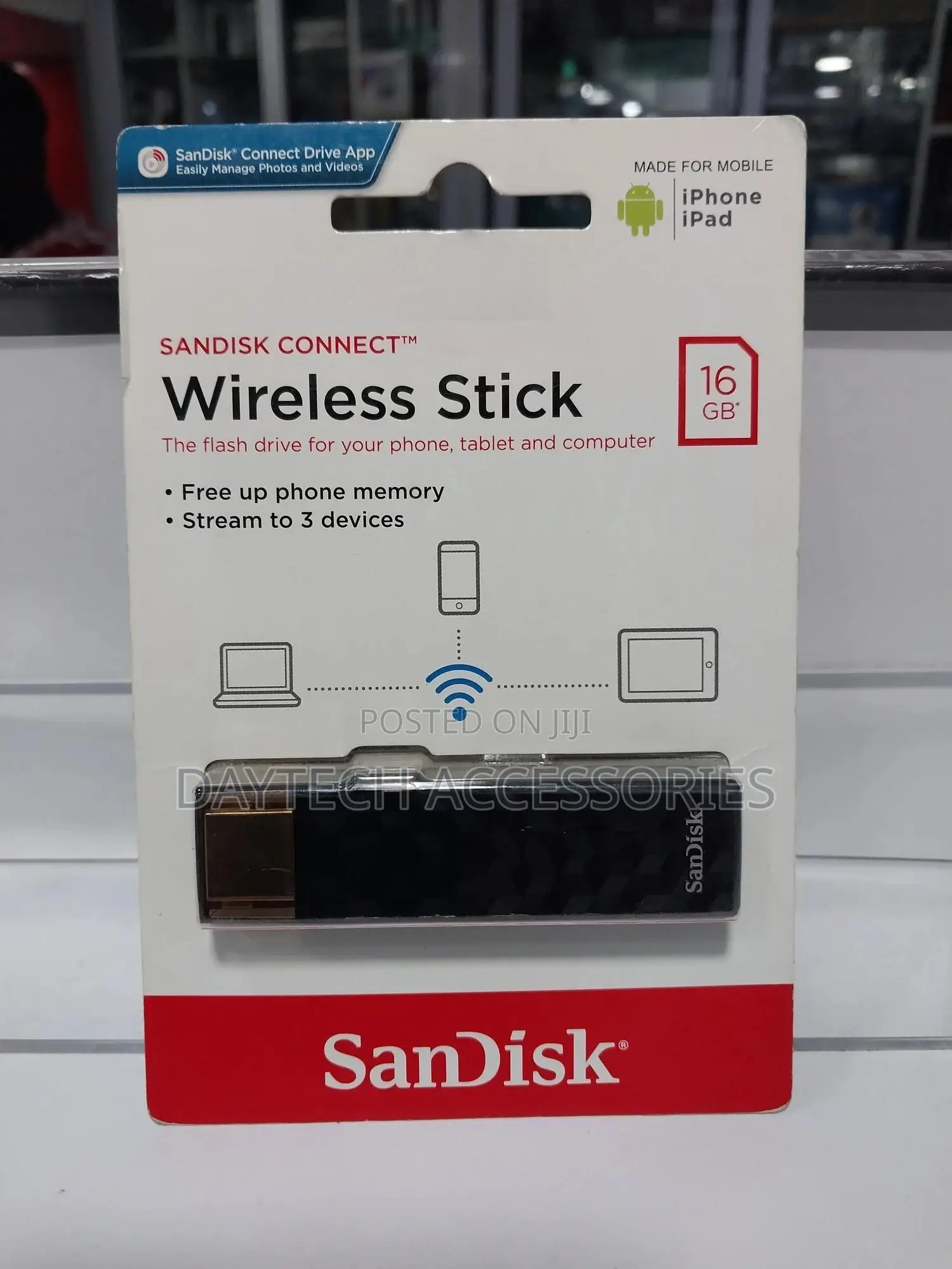 Sandisk Connect Wireless Usb 2.0 Memory Stick - 16gb - Black