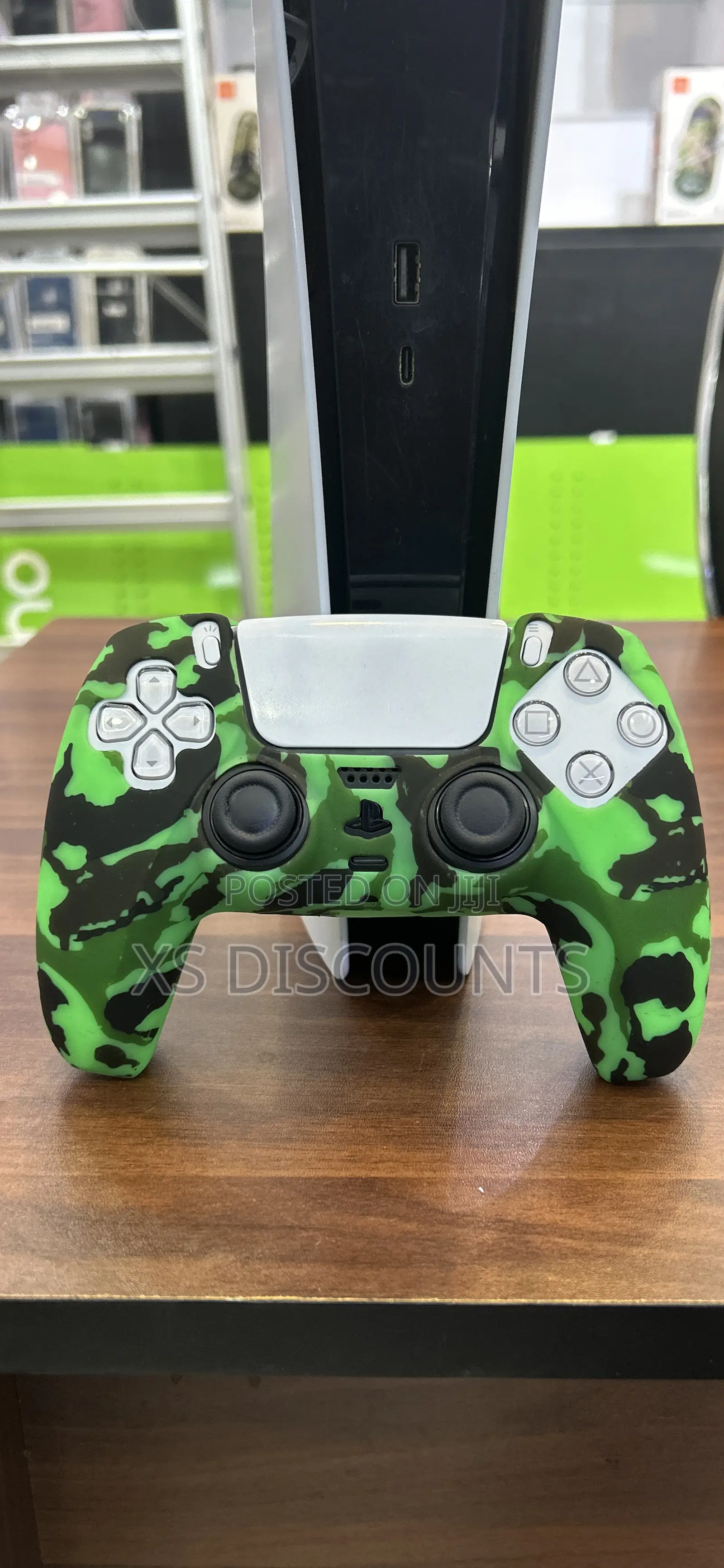 Play Station 5 Neon Green Camo Silicone Skin