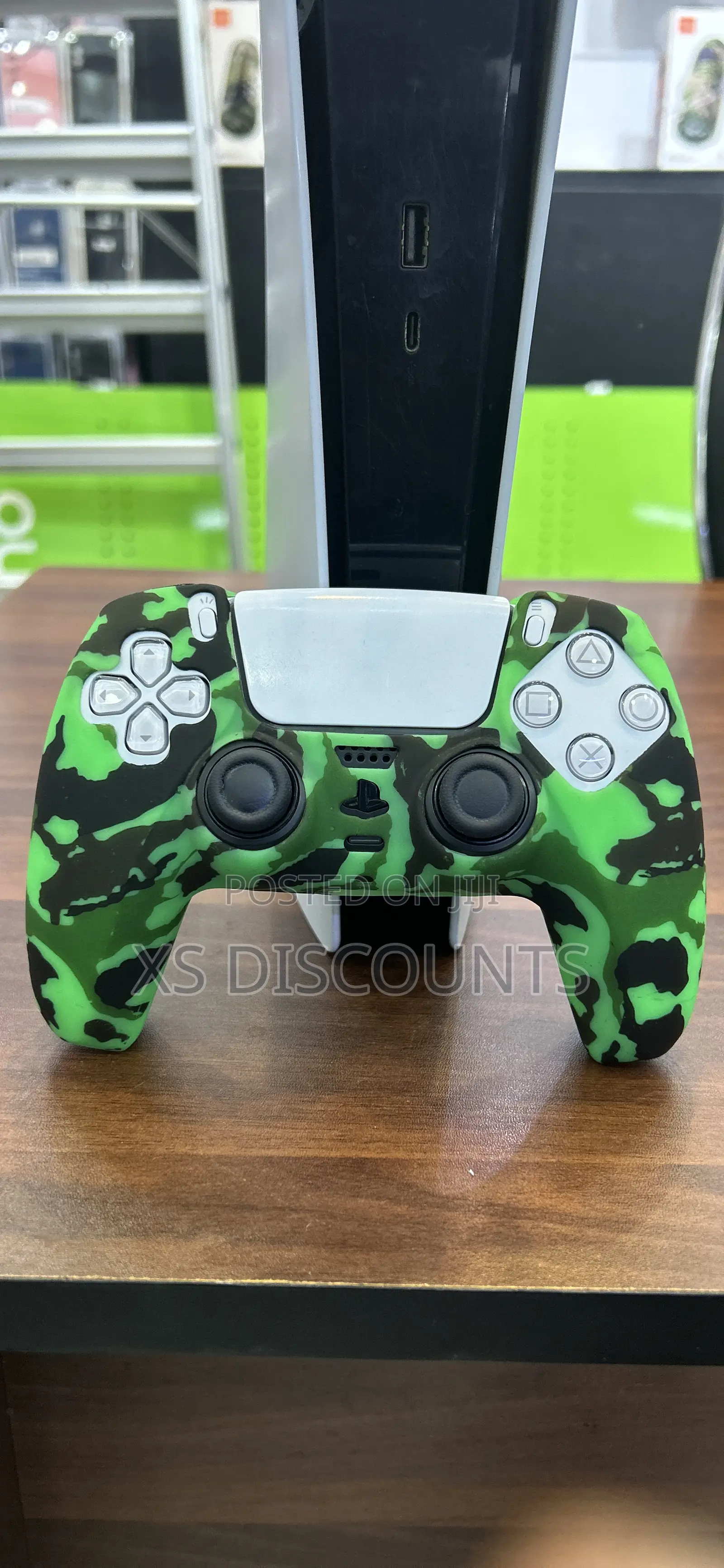 Play Station 5 Neon Green Camo Silicone Skin