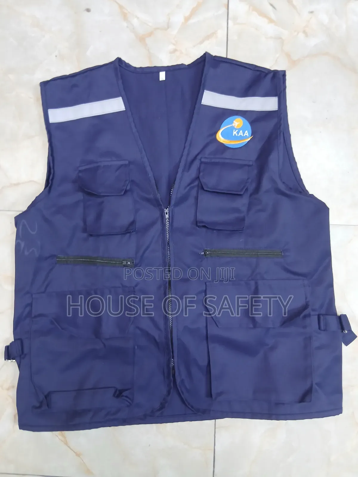 Multiple Zippers Blue Safari Jackets