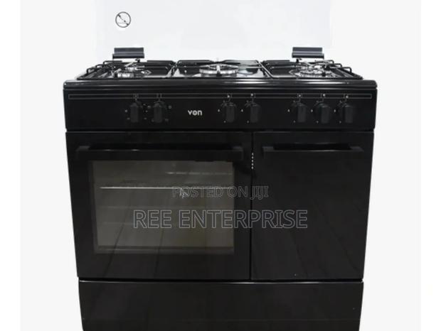 60*90 Von Cooker 5 Gas Burners, Enamel Pan Support With Electric Oven