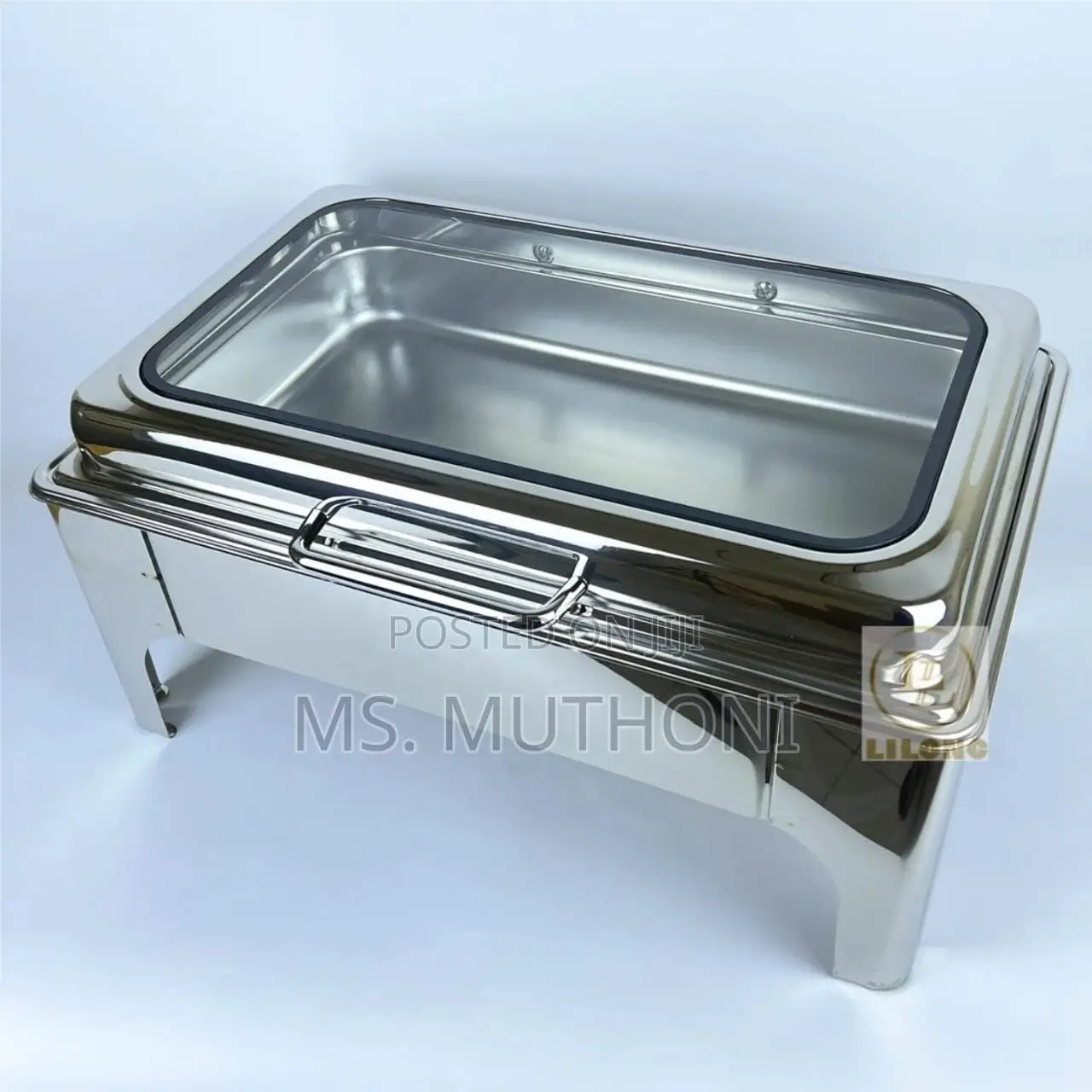 9ltr Stainless Steel Hydraulic Lid Chaffing Dish With Glass Window