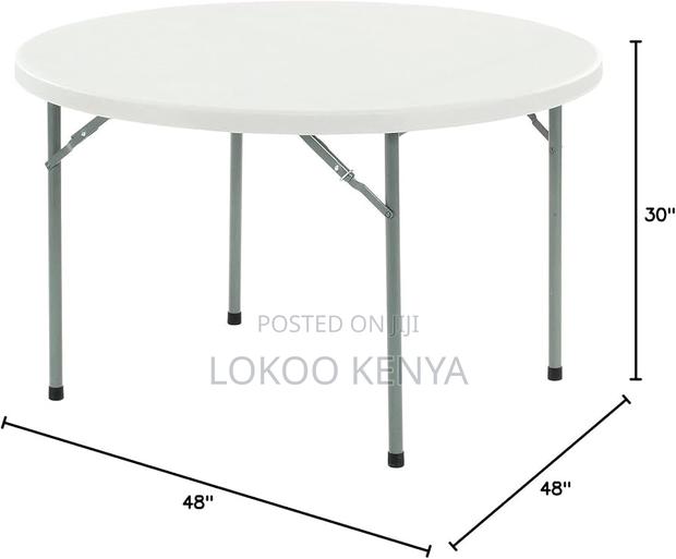 Dining Table; Large White Outdoor Metal Framed Folding Dining Table - thumbnail 2