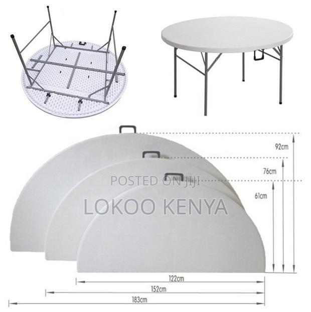 Dining Table; Large White Outdoor Metal Framed Folding Dining Table - thumbnail 7