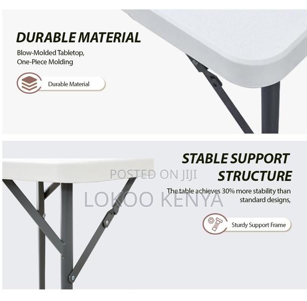 Dining Table; Heavy Duty White Portable Foldable Event Dining Table - thumbnail 7