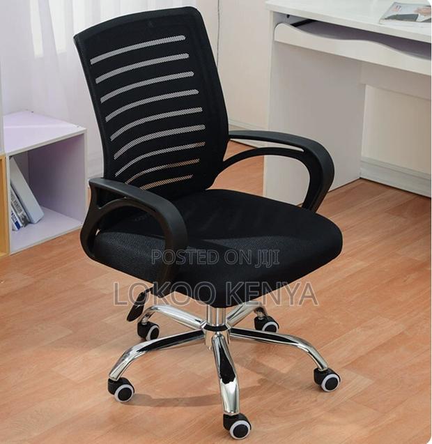 Office Chair; Mesh Mid Back Adjustable Height -Swivel Secretarial Seat