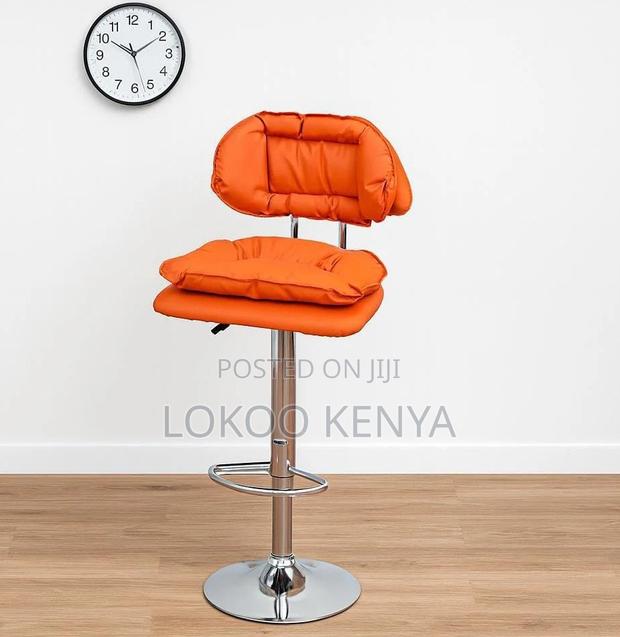 Stool; Adjustable Armless Orange Synthetic Leather Swivel Bar Stool
