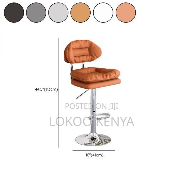 Stool; Adjustable Armless Orange Synthetic Leather Swivel Bar Stool - thumbnail 4