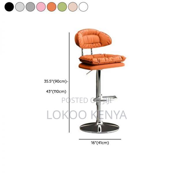 Stool; Adjustable Armless Orange Synthetic Leather Swivel Bar Stool - thumbnail 6